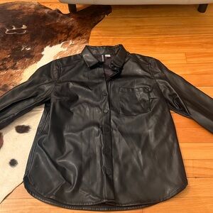 H&M Black Faux Leather Shirt